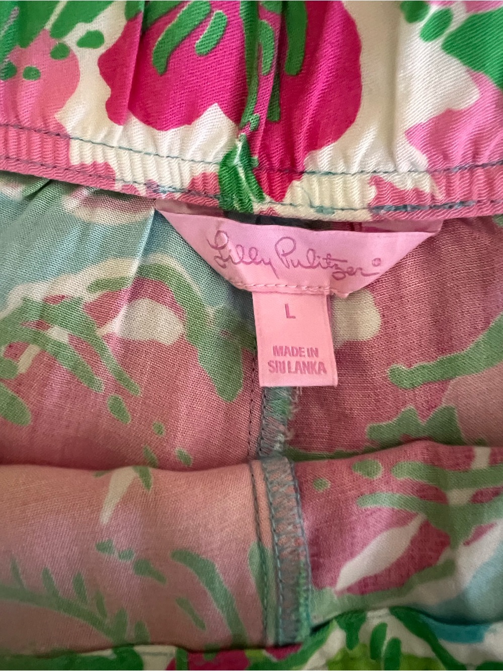 Lilly Pulitzer Pink, Green and Turquoise Floral Pallazo Pants Size L - Picture 3 of 9